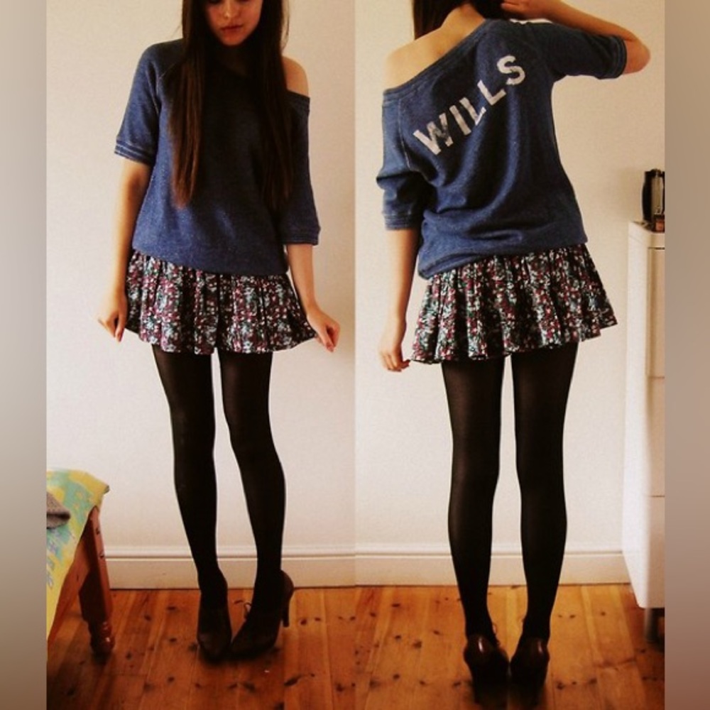 Jack Wills Floral Mini Skirt in Black and Multi